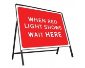 When Red Light Shows Wait Here Sign